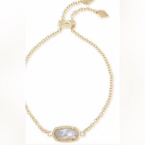 Kendra Scott Elaina Gold Adjustable Chain Bracelet in Ivory Mother-of-Pearl NWT